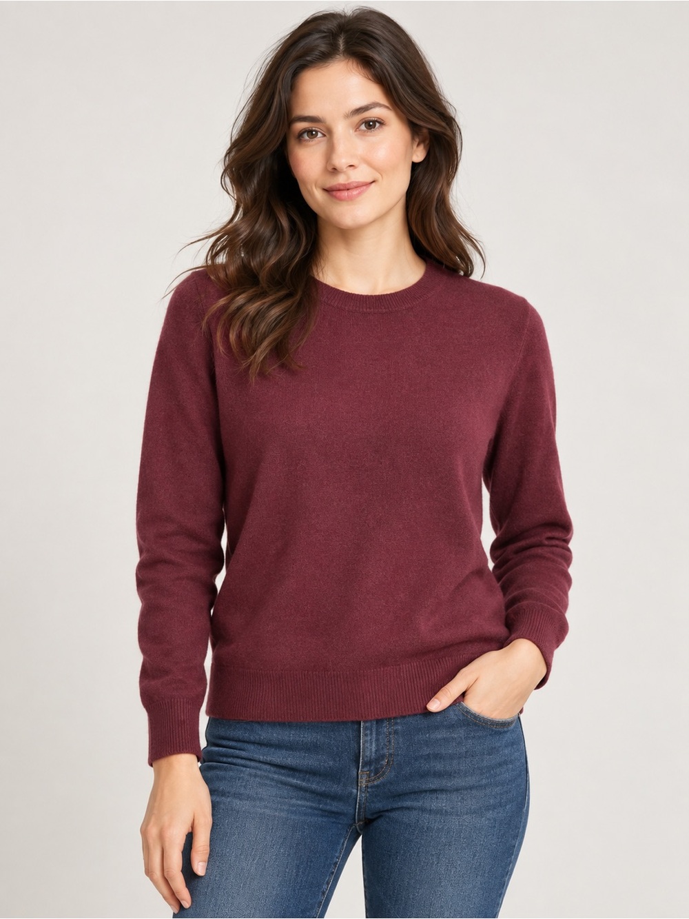 Uniqlo 100% Cashmere Crewneck Sweater Women’s Large Burgundy Maroon